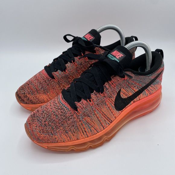 Nike Flyknit Air Max Trainers Running Shoes Hyperpunch Orange 620659601 UK4/37.5 - Picture 2 of 13